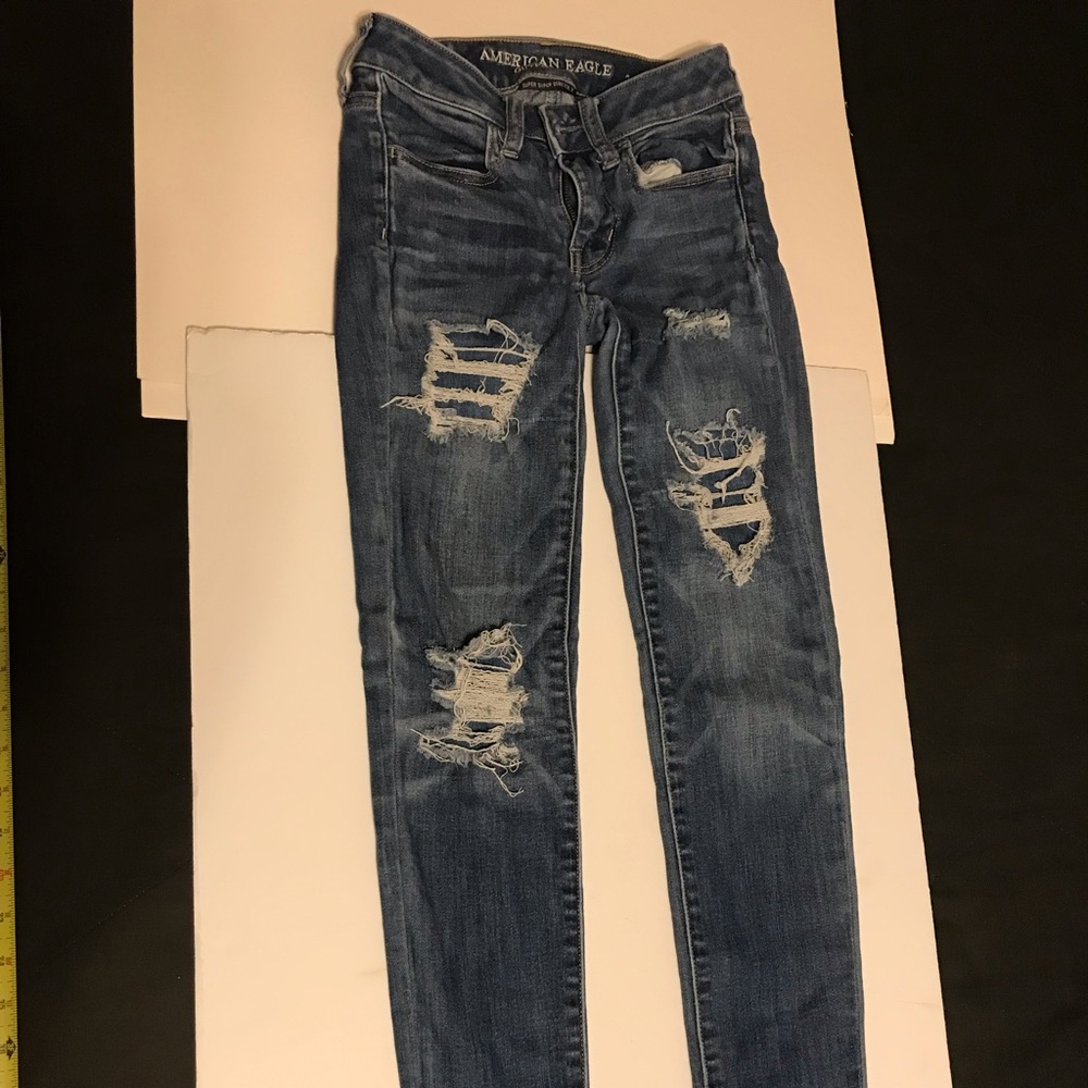 American Eagle Super Super Stretch X Distressed Wear Denim Pants